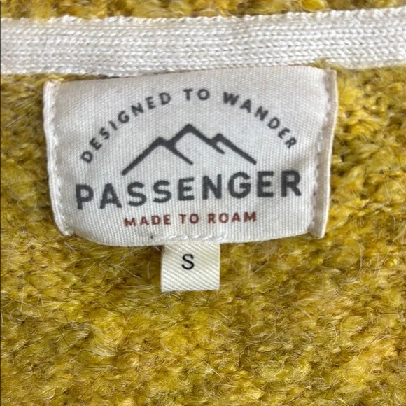 Mustard Yellow Open-Front Knit Cardigan Wool Blend Stretch - Picture 2 of 7